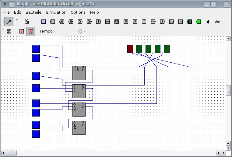 Eine Schaltung eines 4-Bit-Addierers